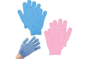 ‎MEETTIKEY 2 Paar Peeling-Handschuhe, Peeling-Badehandschuhe, exfoliating gloves, FüNf-Finger-Badehandschuhe FüR MäNner, Damen, Kinder Zum Peeling/Dusche/Wanne/Spa/Massage (2 Farben)