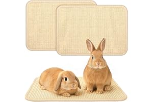 UPINS Kratzmatte für Kaninchen, 2 Stück Sisal Teppich für Krallen und Zahnpflege, Matten für Käfige, Kauspielzeug, Haustierkäfig Zubehör, Bettwäsche zum Beißen, Schlafen (Beige)