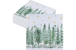 YIMOJOY 40 Stück Servietten Weihnachten Winterwald,3-Lagig Papierservietten Winter Servietten Tischdeko Weihnachtsservietten 33x33cm Weihnachts Serviette Tannenbaum für Weihnachten Advent Christmas Napkins