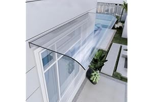 ZMHPLKH Pensilina Policarbonato per Esterni - Tettoia Trasparente per Protezione dalle Intemperie, Sistema Espandibile per Porte Finestre Balconi, Facile Installazione