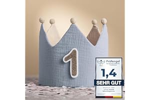 LG LITTLE GOODS Little Goods Geburtstagskrone für Kinder - wendbare Musselin-Stoffkrone mit Zahlen 0-9 für Jungen und Mädchen in Pastell - Dunkelbeige - Hellbeige - Beige und warmen Tönen