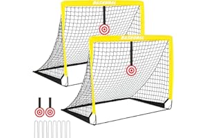 BASEGOAL Cage de Foot, Set de 2 But de Foot Enfant Exterieur, Goal de Foot Enfant avec Cible Suspendue, But de Foot Exterieur pour Enfant Jardin Entrainement Football Cadeau - 120x90x90CM
