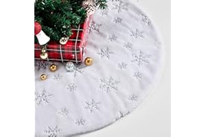 Rinling Weihnachtsbaum Decke, Weihnachtsbaumdecke Rund Weiß, Christbaumdecke Rund 90cm, Weihnachtsbaum Rock für unter den Tannenbaum Deko