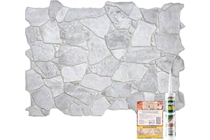 NOVECRAFTO Wild Stone Effect 3D Wall Panels - 37.79x18.89 in (96x48cm) - 20 Sheets Covering 99.2 sqft (9.22 sqm) - Decorative Wall Cladding for Bedroom, Office, Kitchen in Grey Wild Stone Design
