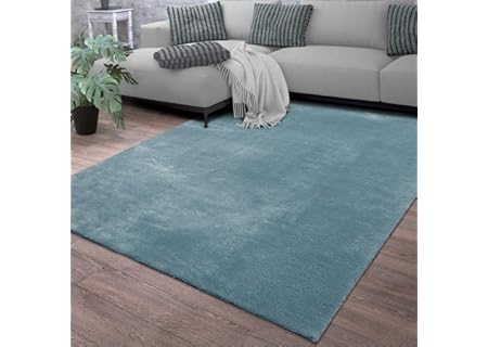 TT Home Matta Vardagsrum Stor Matta Enfärgad Modern Design Tvättbar Gul Guld, Färg: Ljusblå Turkos, - Amazon Deal & Rabatt