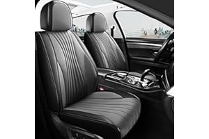 Menifomory Gray and Black Seat Covers Universal Leather Seat Cover 13pcs Waterproof Full Coverage Auto Seat Cushion Covers for Car Truck Suv (P-Gray+Black)