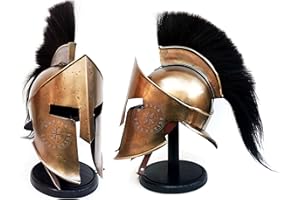 THOR INSTRUMENTS Medieval Armour KING LEONIDAS GREEK SPARTAN 300 Roman Helmet on Wooden Stand by Hanzlacollection