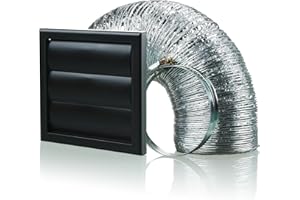 BLAUBERG Cooker Hood Wall Ventilation Duct Gravity Flap Shutter Vent Kit Bathroom Fan or Kitchen Hob Extractor (6 inch Black)