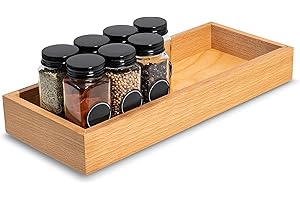 Creative DECO Caja de Almacenaje de Madera | 36x15x5 cm | Cesta Cajita Organizadora | Madera de Haya | Organizador Bandeja para Objetos de Valor, Pequeños, Especias, Frascos | Cajones, Cocina, Baño