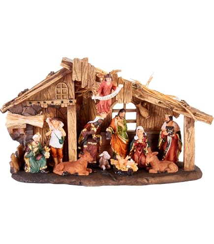 Crèche De Noël En Bois WEB2O - 3 Santons (Homme, Femme, Enfant Jésus)