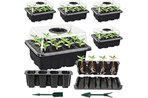 YUNSTK 5 Sztuk Szklarni Pokojowej, Skrzynka do Uprawy 60 Ogniw, Mini Szklarnia, Zestaw do Sadzonek, Tace Startowe, Szklarnia z Tworzywa Sztucznego z Pokrywką, Wentylacja