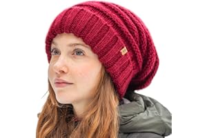 TOP-EX M/L/XL 100% wełna Slouch Beanie damska ciepła czapka zimowa czapka dzianinowa z podszewką polarową