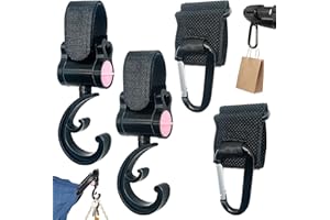 GEERDAN Ganci per Passeggino, 4 Pezzi Ganci Per Passeggino Sicuri Resistenti, Multiuso Gancio Clip per Passeggino Carrozzina Accessori, Appendi Le Borse in Tutta Sicurezza Sulla Tua Carrozzina