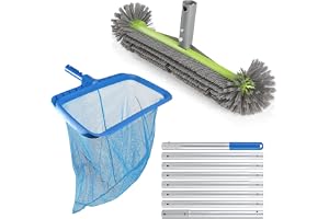 EFUTURETIME 3-DELS poolrengöringsset, bottenhåv, 43 cm poolborste med runda ändar med 2,7 m teleskopstång, pooltillbehör för