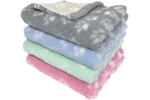MerryMaple Veterinary Bedding ® Paws Vet Bed Pro Pet Non Slip Rubber Backing Machine Wash - 20 Colours, Various Sizes (Baby Grey with White paws, 50cm x 38cm (20" x 15"))