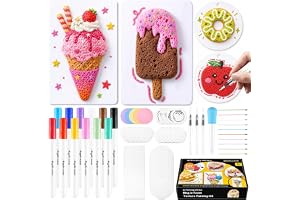 Aqua Puffs Magic Puffy Paint Set 66 Delar, 3D Målarsats Pyssel för Barn | 40 Svamppapper, 12 Pennor, 3 Vattenfylld penna, Vattenaktiverad 3D-Effekt, Inget Lim, DIY Rita Skapa Kreativ Konst