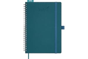 BEZEND Agenda 2026 Semana Vista Vertical 21 x 15,5 cm, 18 Meses Agenda Escolar en Espiral de Jul.25 a Dic.26, A5 Planificador Semanal con Tapa Blanda Cuero PU - Verde Oscuro