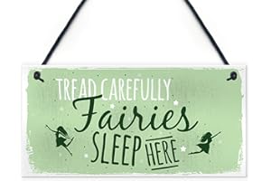 RED OCEAN Fairies Sleep Here Garden Plaque Gift Fairy Shabby Chic Gardening Sign Home Decor