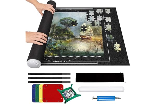 Tapis de Puzzle 3000 Pièces - 1.5mm d'Épaississement, Rouleau Feutre Portable, Rangement de Voyage