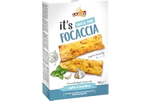 La Mole Garlic and Basil Focaccia, Oven Baked Bread Slices, Best Served with Meats, Soft Cheeses & Olives or Partnered with Dips and Soups, 100g Bag