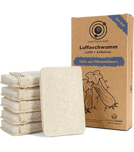 4 Spugne Luffa Naturali, Cetriolo Di Mare, Scrubber Corpo E Cucina, Biodegradabili