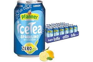 ‎PFANNER Pfanner Lemon Zero Eistee - Sparkling Dose im Vorratspack – Kohlensäurehaltiger IceTea mit Lemongeschmack - (24 x 0,33 l)