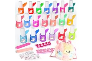 Dreamon dziecięcy lakier do paznokci z makijażem, 20 kolorów, nietoksyczny lakier do paznokci, szybkoschnący żelowy lakier do paznokci, prezent do projektowania paznokci dla dzieci Dziewczęta