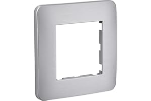 DEBFLEX Plaque electrique | Interrupteur pour prise | Prise interrupteur electrique | plaque plastique | prise murale | Prise avec interrupteur | Gamme Casual Plaque Simple Alu Embouti Brossé