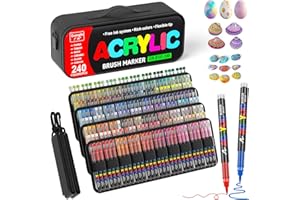 Sanyetral 240 Couleurs Feutre Acrylique, Marqueur Acryliques, Adulte Acrylique Convient pour Bois, Toile,Tissu, Verre, Métal, Papier, Céramique, œufs de Pâques, Décorations (240)
