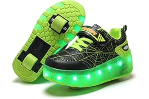 SKYBIRD-UK Unisex Bambino LED Scarpe con Doppio Rotelle USB Ricaricabile Automatico Retrattile Formatori Sportive Ginnastica Multisports Skateboard Sneaker con Ruote Vibrazione Lampeggiante Removeable Baskets