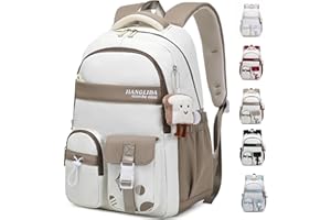 KESUDE Schulrucksack Teenager Mädchen - Rucksack Mädchen Schulranzen Jungen Großer Wasserdicht Schultasche Damen Daypack School Bag Backpack für Schule Ranzen Reise mit Anhänger