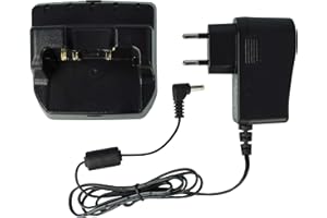vhbw Caricabatterie compatibile con Yaesu VX-120, VX-127, FT60R, VX-110 radio - Stazione di ricarica + alimentatore + cavo auto, 10,8V, 0.45A
