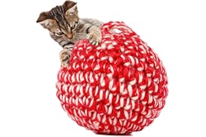 JAYU PET Red Cat Ball [W/Bell Version] - Handmade Silvervine Cat Toy with Catnip, Interactive Matatabi Ball for Indoor Cats & Kittens, Feline Play Toy & Gift (2.7 inch, 7cm)