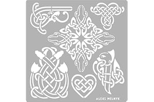 Aleks Melnyk No.39.2 Metal Journal Stencil, Celtic Knot, Dragon, Scandinavian, Viking Symbols, Stainless Steel Stencil 1 PCS, Template Tool for Wood Burning, Pyrography and Engraving, Crafting, DIY