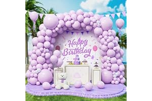 ROXISTAR Palloncini Viola Pastello, 143 Pezzi Dimensioni Diverse Macaron Lilla Lavanda Arco di Palloncini Kit con Nastro per Ragazze Donne Festa di Compleanno Matrimonio Battesimo Baby Shower Decorazioni