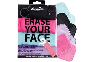DC DANIELLE Danielle Creations Erase Your Face Eco Friendly Reusable Make Up Remover Cloths- Multipack Box of 4 Brights
