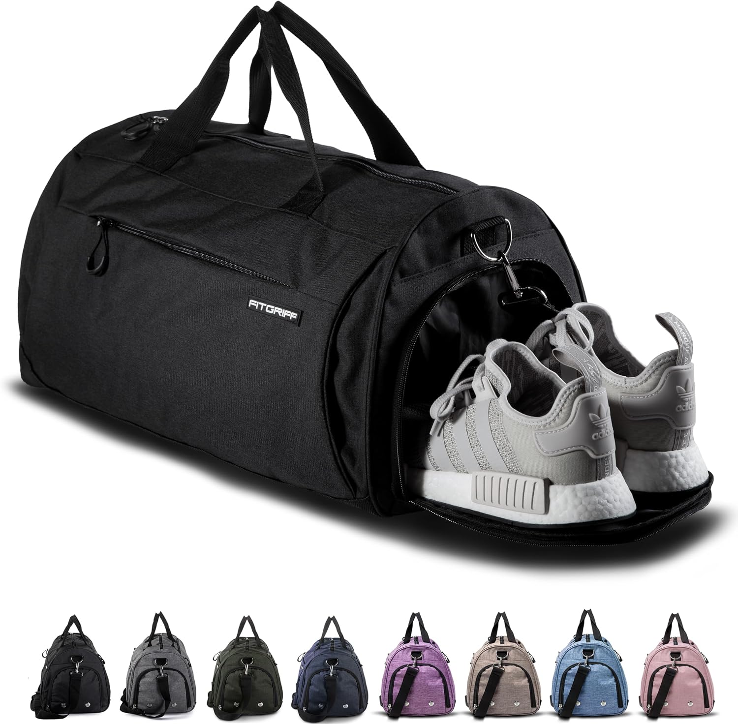 Fitgriff® Bolsa Deporte V1 Mujer y Hombre - Bolso de Gimnasio con Compartimento para Zapatos y Humeda, para Viaje, Entrenamiento - Gym Bag