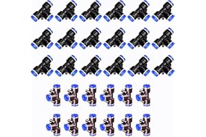 HAXIHA 30 Stück 8mm T-Stücke Air Push Schnellbefestigungen, 3 Wege Rohr verbinden Push Fit Push Lock .Pneumatik Steckverbinder, Pneumatische Verbinder,Kit Luftleitung Armaturen für 8mm Rohr, (PE-8)