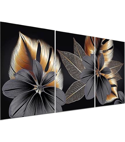 Diamond Painting Foglie Nero Oro 40x50 cm Painting Diamond 5D