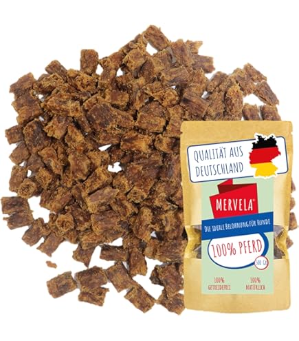 DOGVANTURE Buddy Streifen - 98,7% Pferd Monoprotein Hundeleckerli 500g