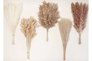 ANPROOR 110 Palitos de Pampas Grass con Flores Secas de Cola de Conejo Blancas, Flores Artificiales para Decoración de Baños, Decoración de Pared de Baño, Decoración de Oficina y Decoraciones para Baby Shower