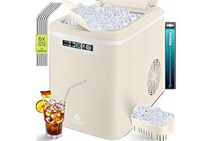 ‎KESSER KESSER® Eiswürfelbereiter | Eiswürfelmaschine Edelstahl | Ice Maker | 12 in 24h | Zubereitung in 7 min | 2,2 Liter Wassertank | 2 Eiswürfel-Größen | LED-Display | Selbstreinigungsfunktion mit Zubehör