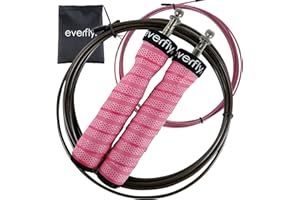 EVERFLY Comba Crossfit - Set 2 Cables 2mm y 2,5mm con Protectores - Cuerda Profesional Ajustable - Jumping Rope de Alta Velocidad - Boxeo Fitness Gimnasio Cardio - Hombre y Mujer