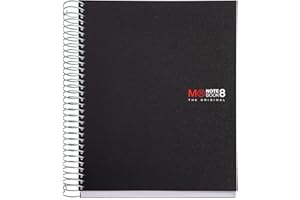 Miquelrius - Cuaderno A5 rayado 7 mm, 200 hojas con 8 bandas de colores, Papel extra opaco 70 g/m², Tapas polipropileno resistente con 2 taladros, Notebook The Originals, Negro