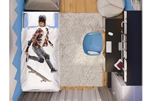 Italian Bed Linen Parure Copripiumino Kids Digital, Skater, 1 Posto