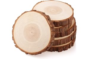 Fuyit Rondin de Bois 15-16cm sans Trou 6 Pcs Tranches de Bois Naturel Convient pour Decoration Noel Bois, Marque Place Mariage, Pyrograveur Bois