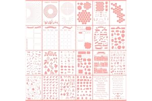 FELIXCRAFT 24PCS Schablonen Bullet Journal Set für A5 Planer | Wiederverwendbare Vorlagen für Notizbuch & Kalender | Bullet Journal Zubehör | Buchstaben Schablone