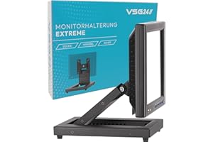 VSG Staffa di Montaggio per Monitor POS, PC o Touchscreen, Braccio di Supporto per Display Stabile, Robusto, Inclinabile e Regolabile, VESA, Metallo, per Schermi da 10 a 22 Pollici - Nero