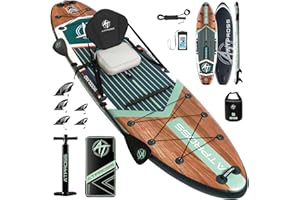 ATPROSS 366x92x15cm Inflatable Paddle Board, 240kg Extra Wide Stand Up Paddleboard for Adults with Premium SUP Accessories Kit & Backpack, Blow Up Kayak Non-Slip Stable Deck Boat for Yoga Fishing Surf