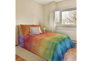 PENSIERI DELICATI Copriletto 170 x 280 cm, Telo Singolo 100% Cotone Pique, Ideale Come Telo Arredo, Coperta Salva Letto 1 Piazza, Fantasia Arcobaleno Multicolor, 100% Made in Italy